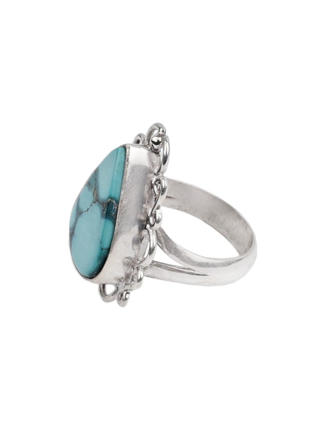 Exotic India Turquoise Gemstone Sterling Silver Designer Ring