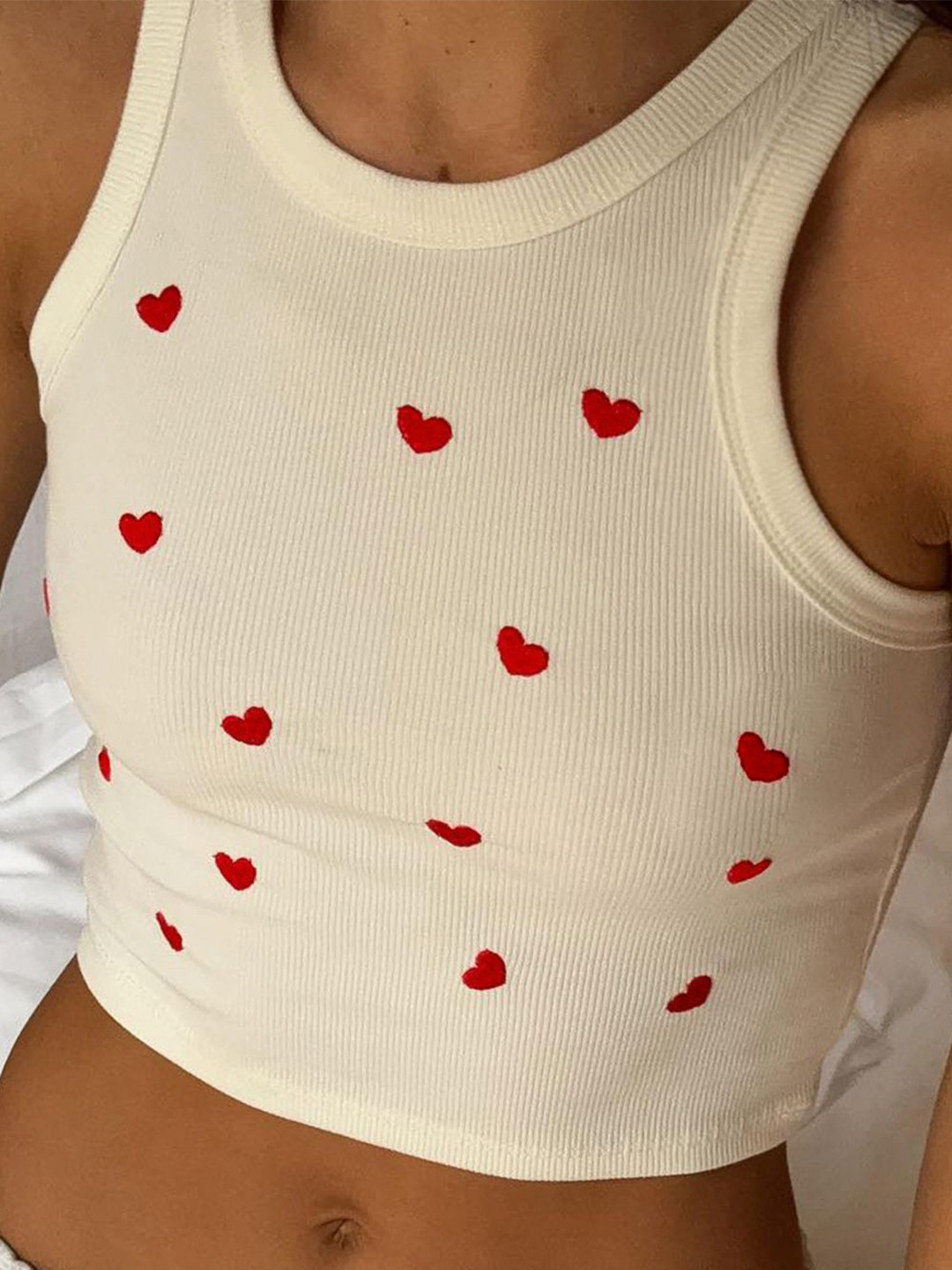 StyleCast Women Self Design Round Neck Georgette Tank Top