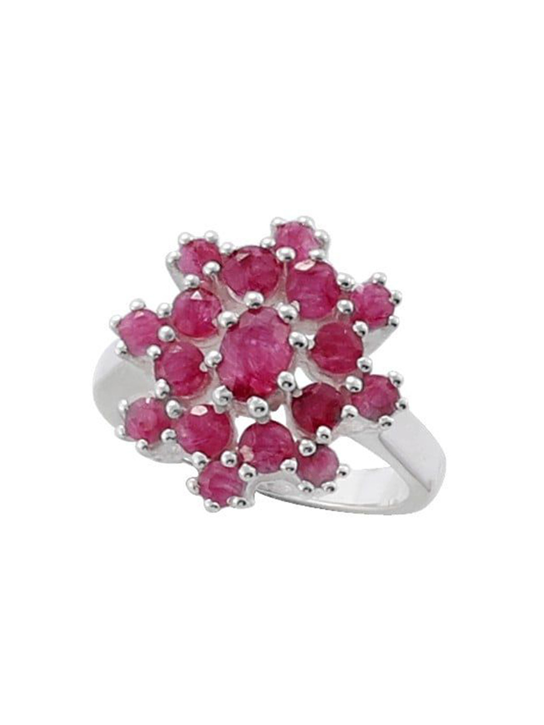 Exotic India Superfine Floral Ruby Gemstone Sterling Silver Ring
