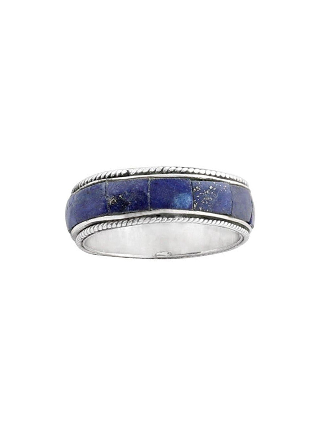 Exotic India Blue Inlay Stone Sterling Silver Ring
