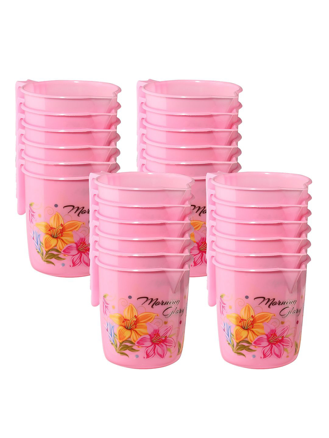 Kuber Industries Pink & Blue 24 Pieces Floral Printed Mugs