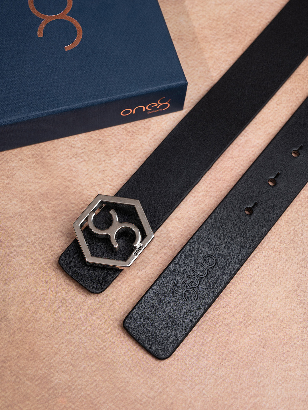 One8 by Virat Kohli Men's Premium Leather Belt with Signature 8 Buckle