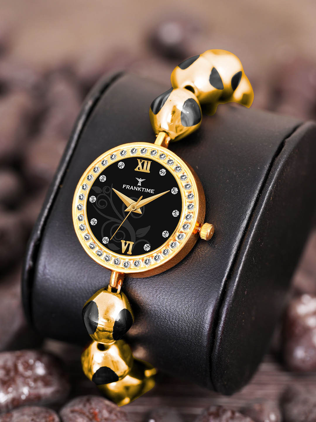 Franktime Women Brass Embellished Dial & Bracelet Style Straps Analogue Watch FT-0025