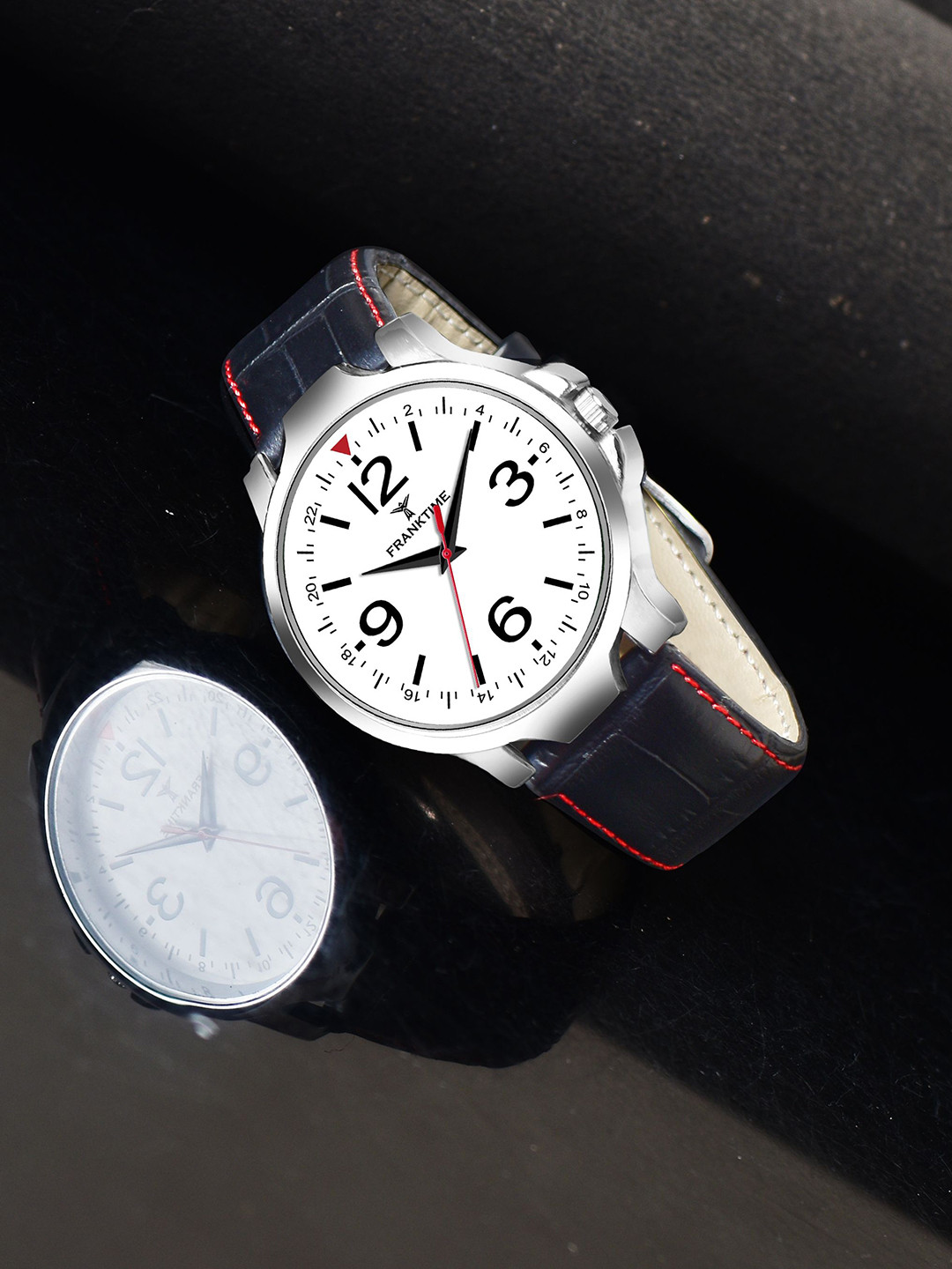 Franktime Men Brass Printed Dial & Leather Textured Straps Analogue Watch FT-0042 SLB