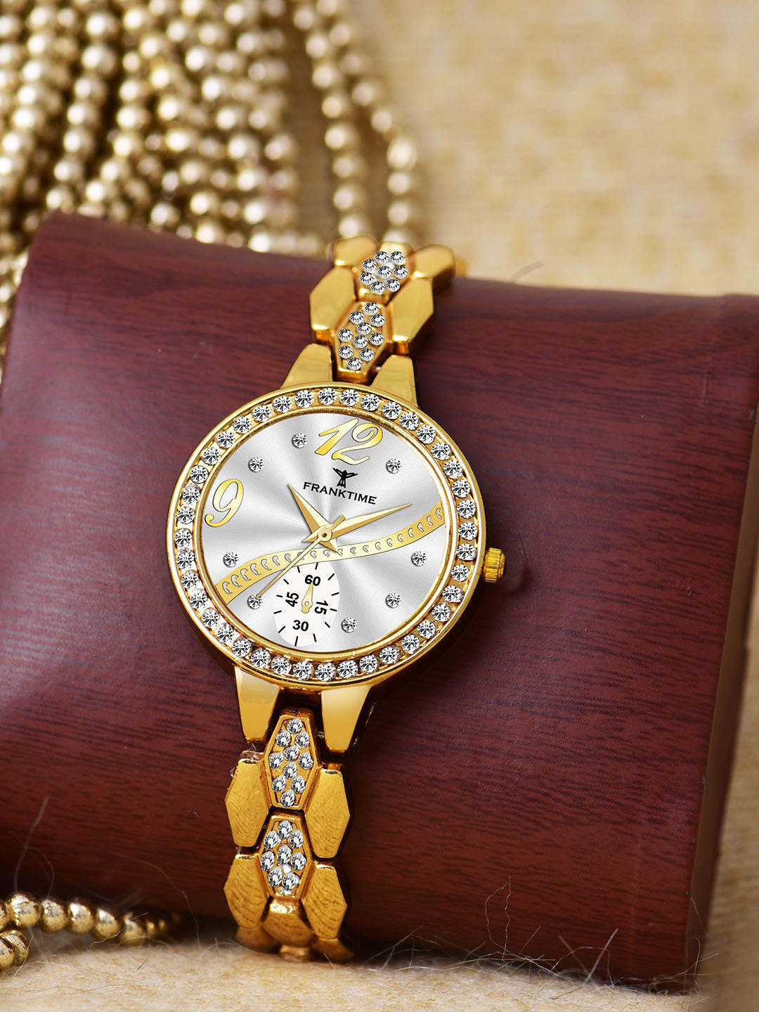 Franktime Women Brass Embellished Dial & Stainless Steel Straps Analogue Watch FT-0043 G