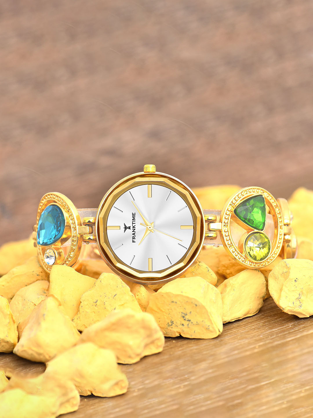 Franktime Women Brass Patterned Dial & Stainless Steel Straps Analogue Watch FT-0030 G