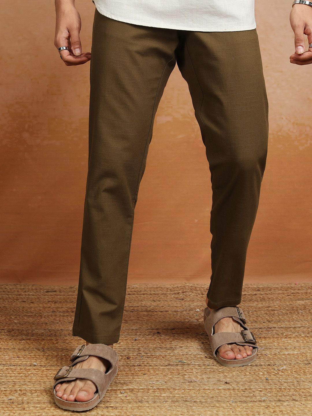 HIGHLANDER Men Premium Linen Elasticated Soft Slim Fit Trouser