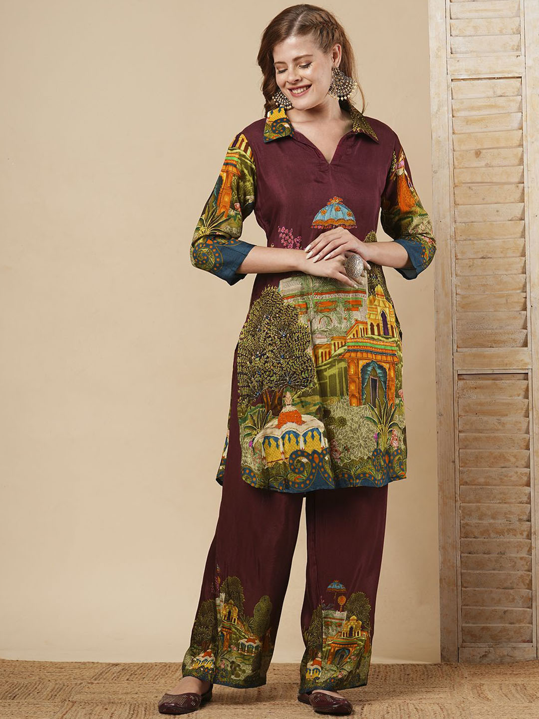 FASHOR Mughal Miniature Printed Tunic & Trouser