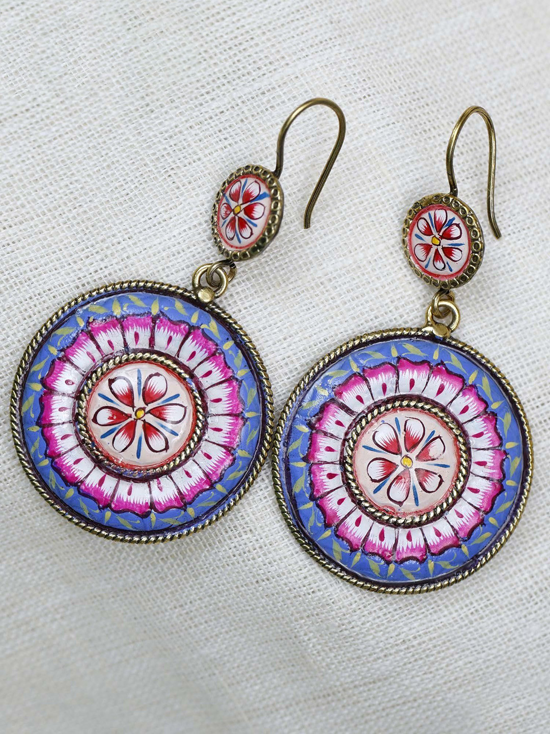 Exotic India Sterling Silver Mandala Art Earrings
