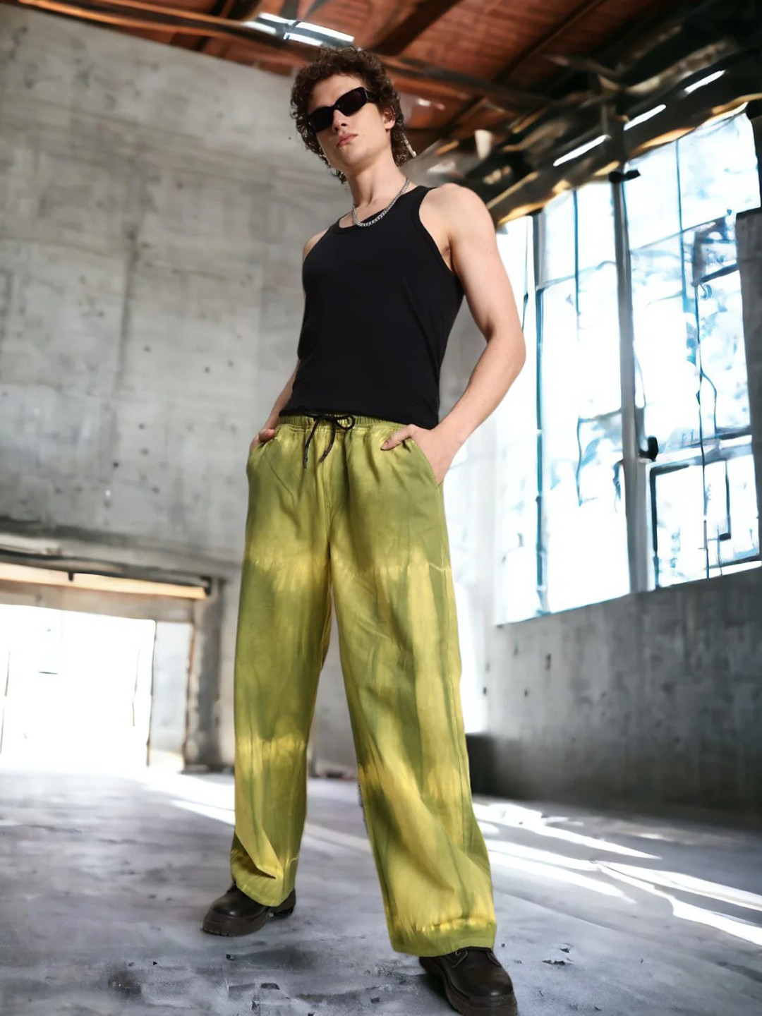 URA STREET Men Tie & Dye Relaxed Loose Fit High-Rise Trousers