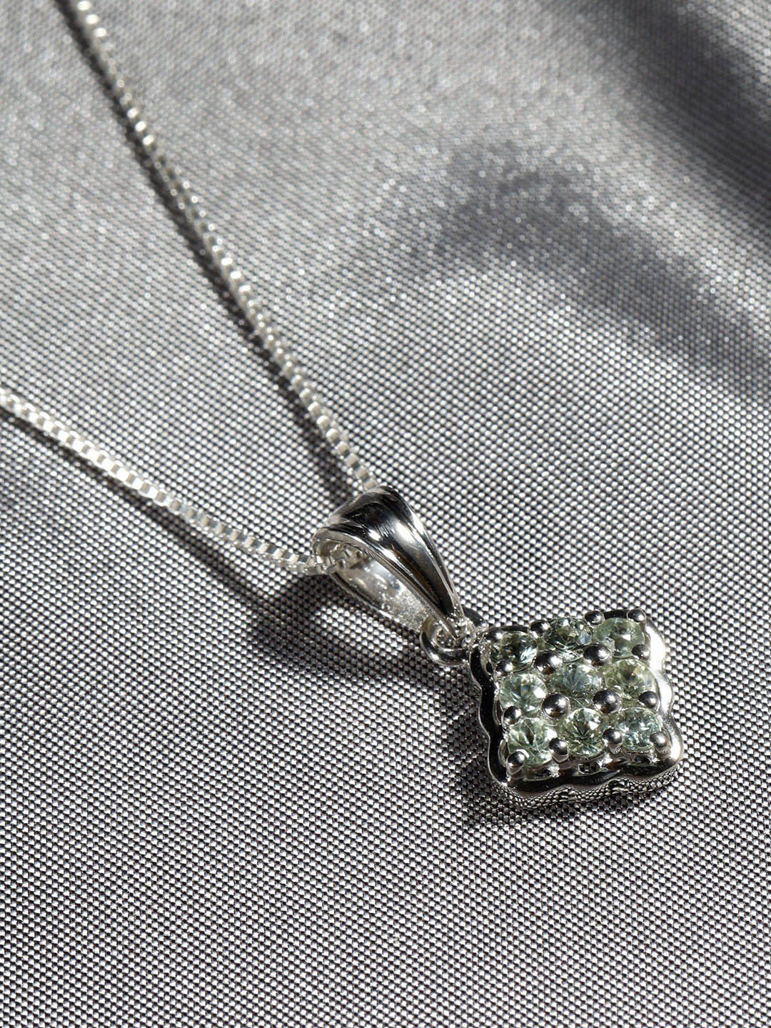 Exotic India Faceted Green Sapphire Small Gemstone Sterling Silver Pendant