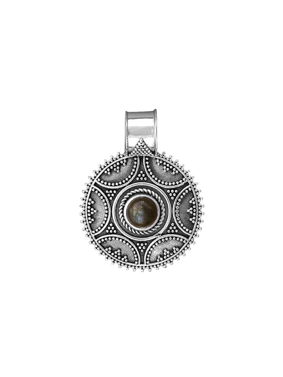 Exotic India Labradorite Gemstone Sterling Silver Designer Pendant