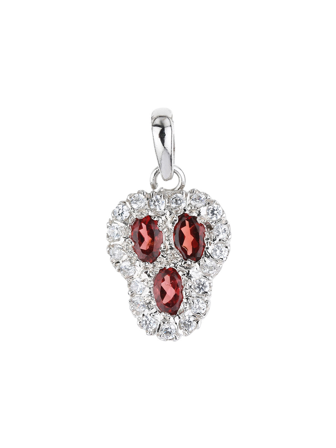 Exotic India Faceted Garnet Gemstones with Cubic Zirconia Sterling Silver Pendant