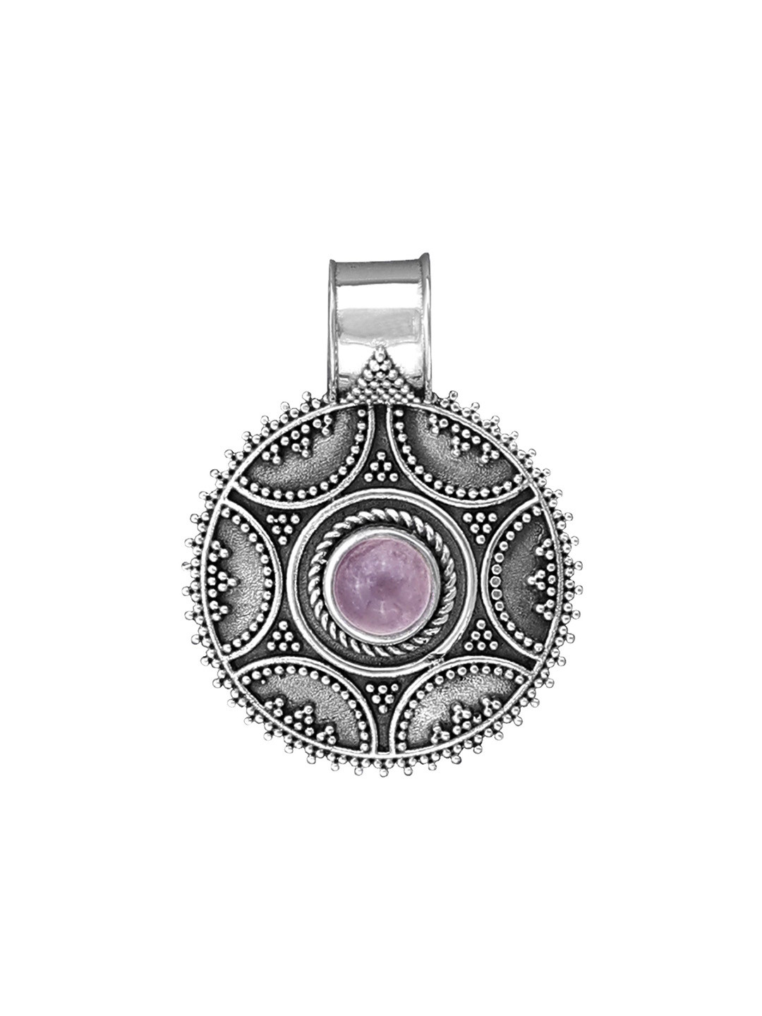 Exotic India Rose Quartz Gemstone Sterling Silver Designer Pendant
