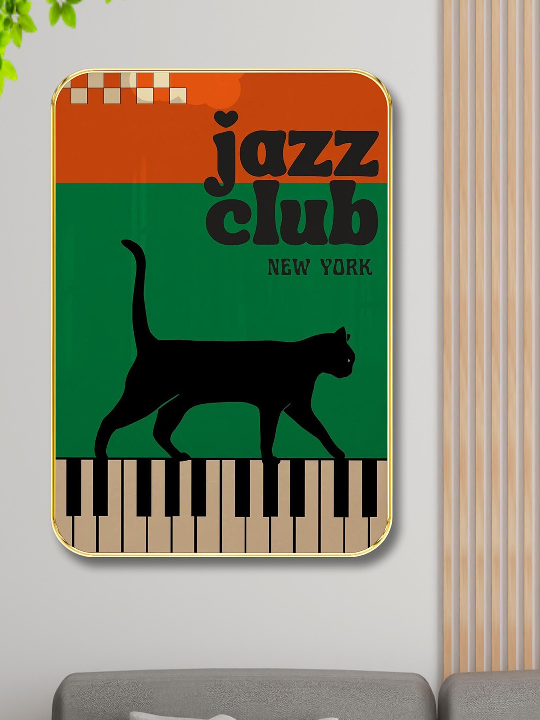SAF Green & Orange Animal Wooden Painting Wall Art