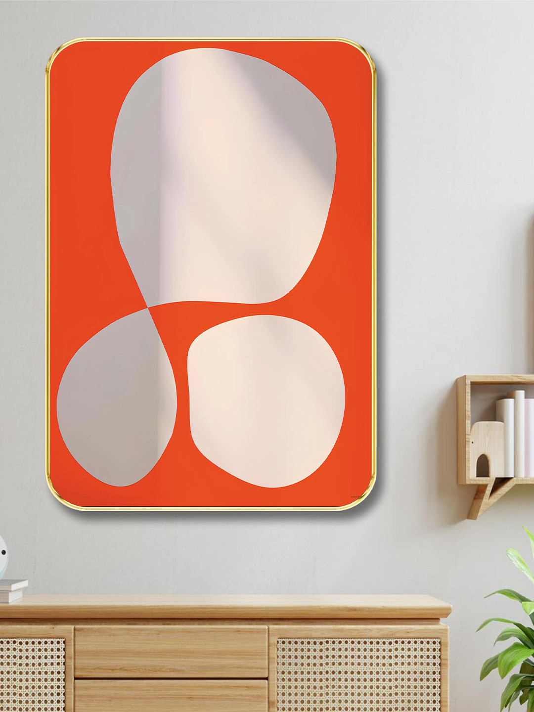 SAF Orange Wood Wall Living Room Rectangle Potrait Paintings Wall Art -18 x 24In