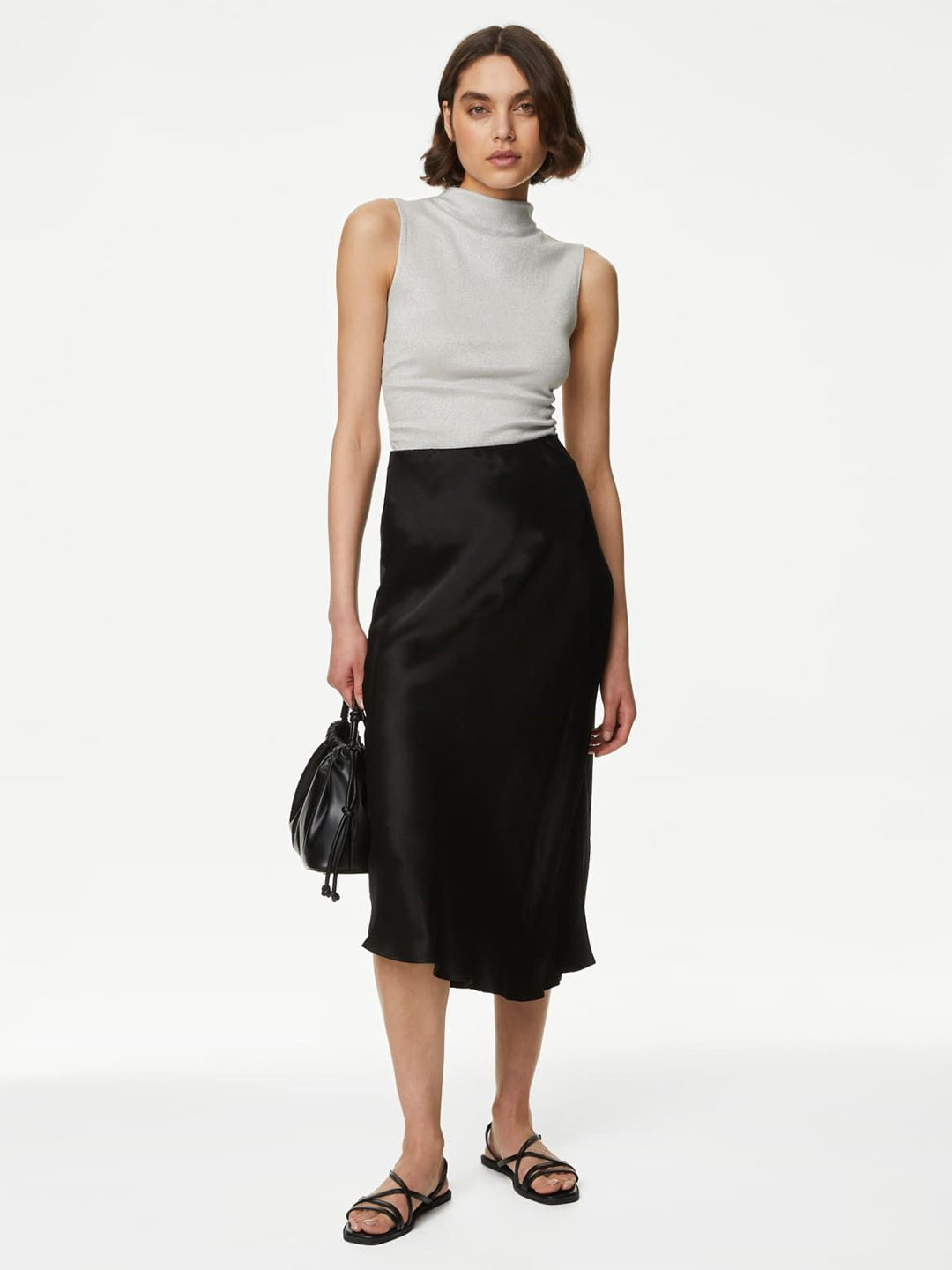 Marks & Spencer Lurex Ruched  High Neck Top