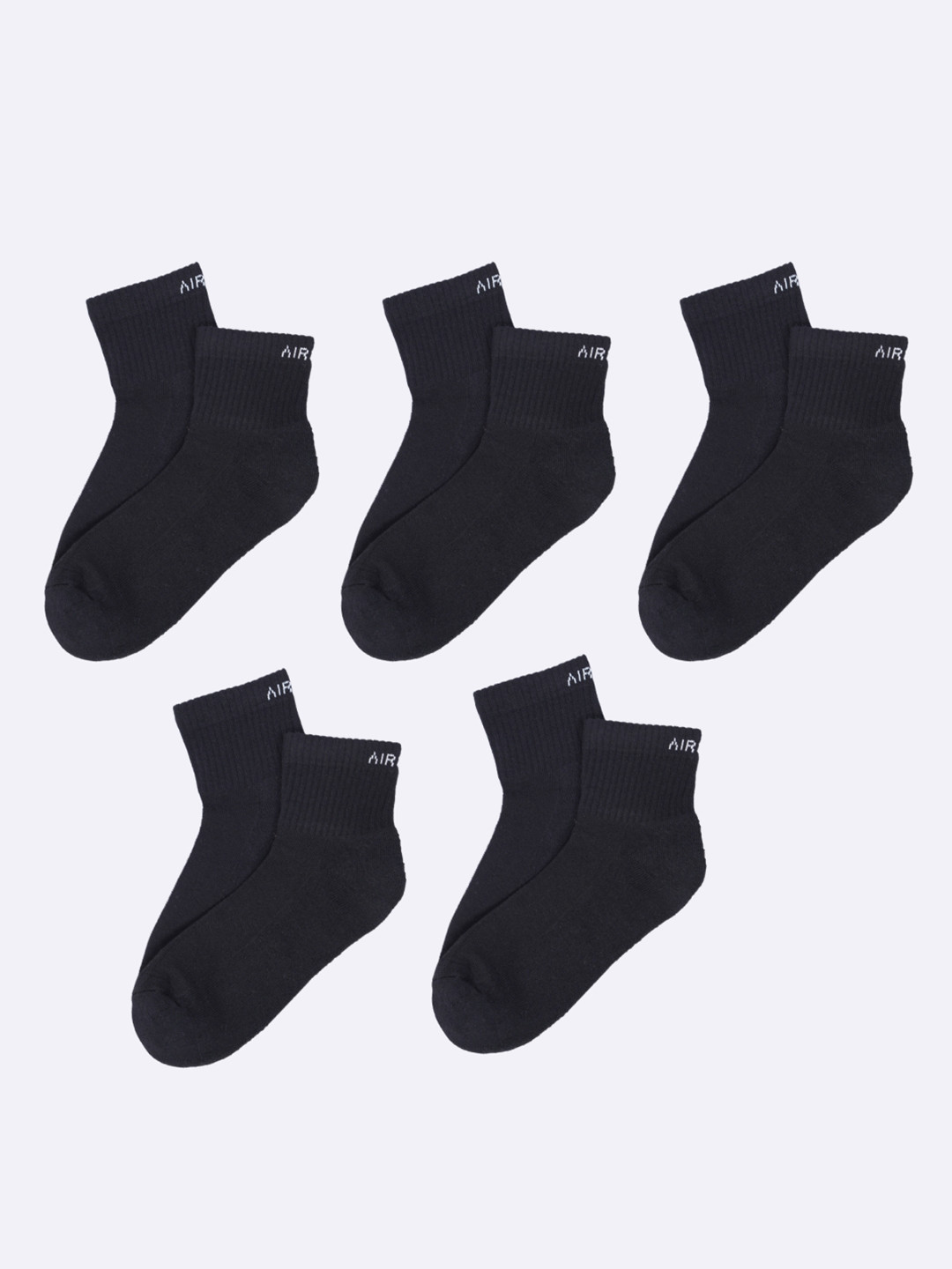 AIR GARB Pack of 5 Black Color High Ankle Pure Cotton Breathable Socks