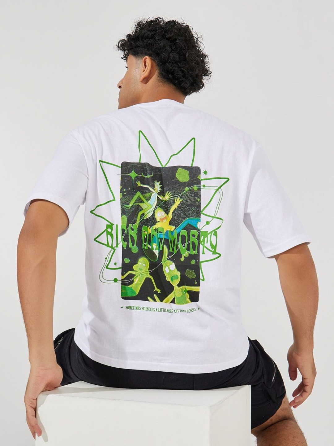 Styli Men Rick & Morty Graphic Printed Compact Jersey Cotton Oversized T-shirt