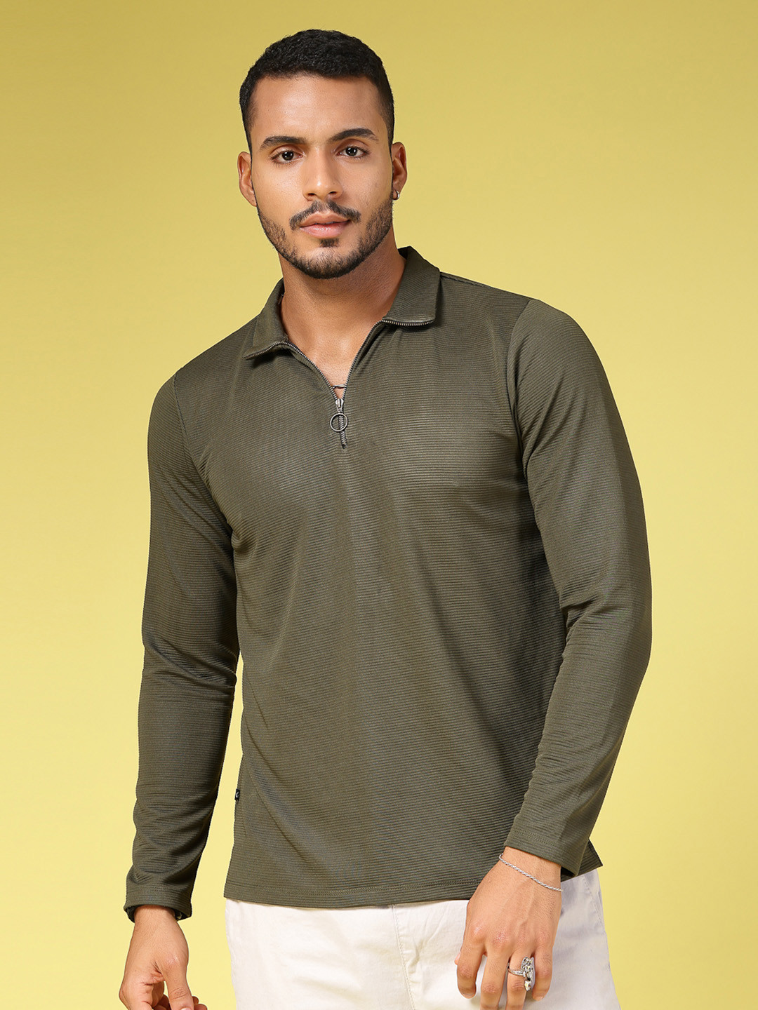 Rigo Men Zip Collar Regular Fit T-shirt