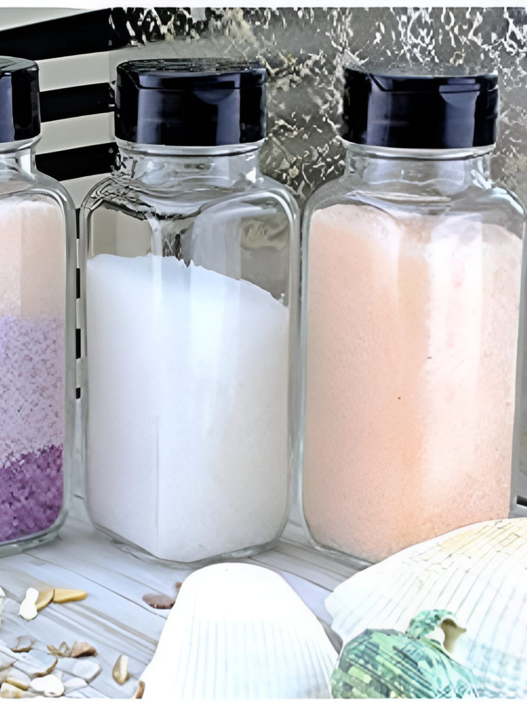 Tyche Enterprises Transparent Glass Dishwasher Safe 4 Piece Flip Top Spice Cellar-120ml
