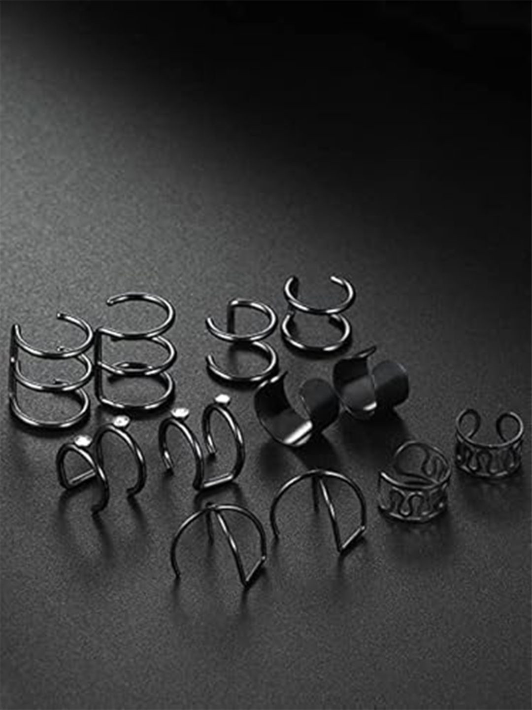 DressBerry Black Set Of 6 Contemporary Ear Cuffs