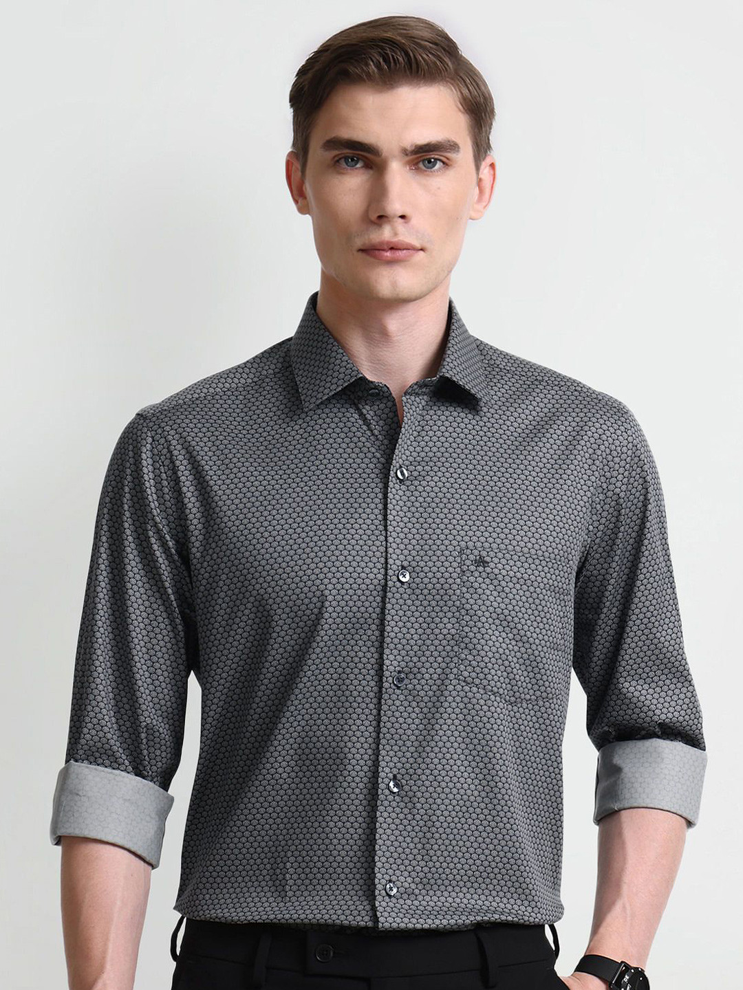 Arrow Men Slim Fit Opaque Printed Formal Shirt