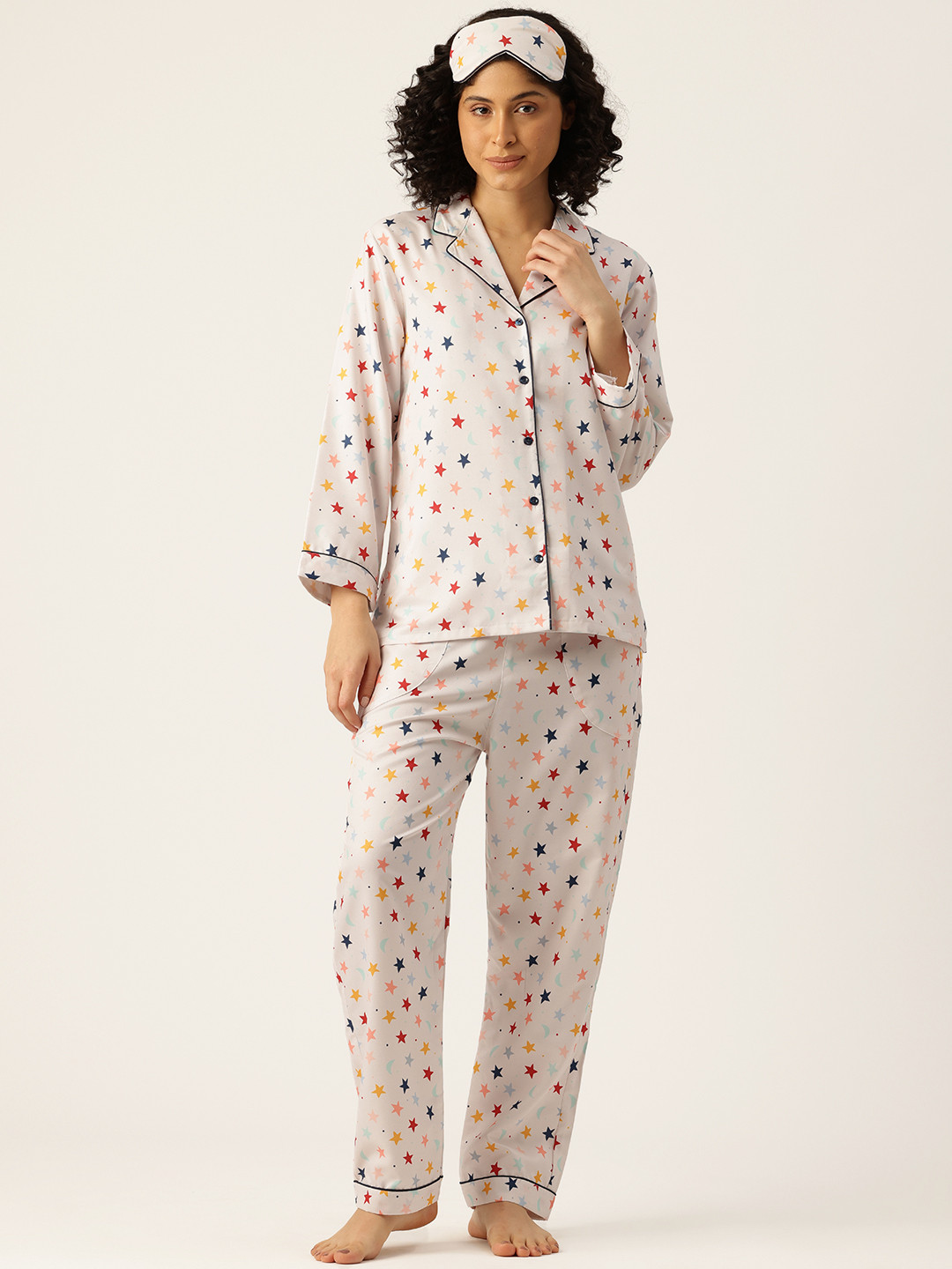 bedgasm Conversational Printed Night Suit With Eye Mask