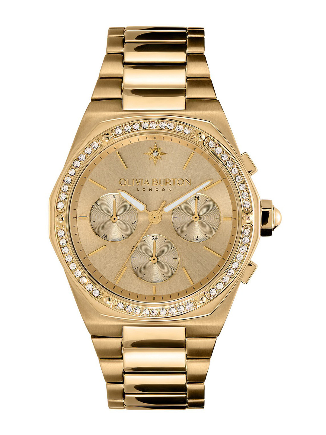 Olivia Burton Women Hexa Multifunction Embellished Analogue Chronograph Watch 24000103