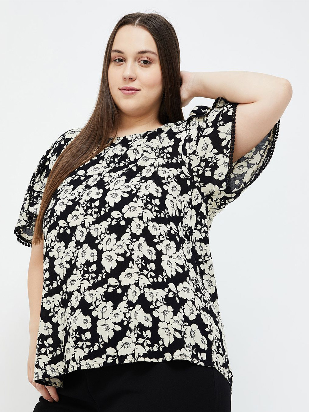 Women Plus Size Floral Print Top