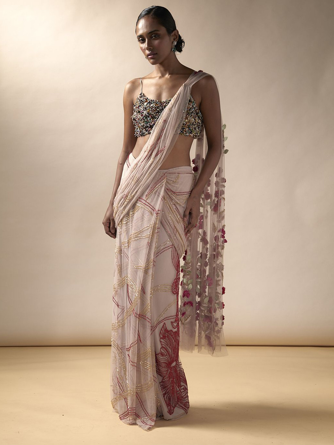 ESHA SETHI THIRANI Embellished Net Ready to Wear Saree