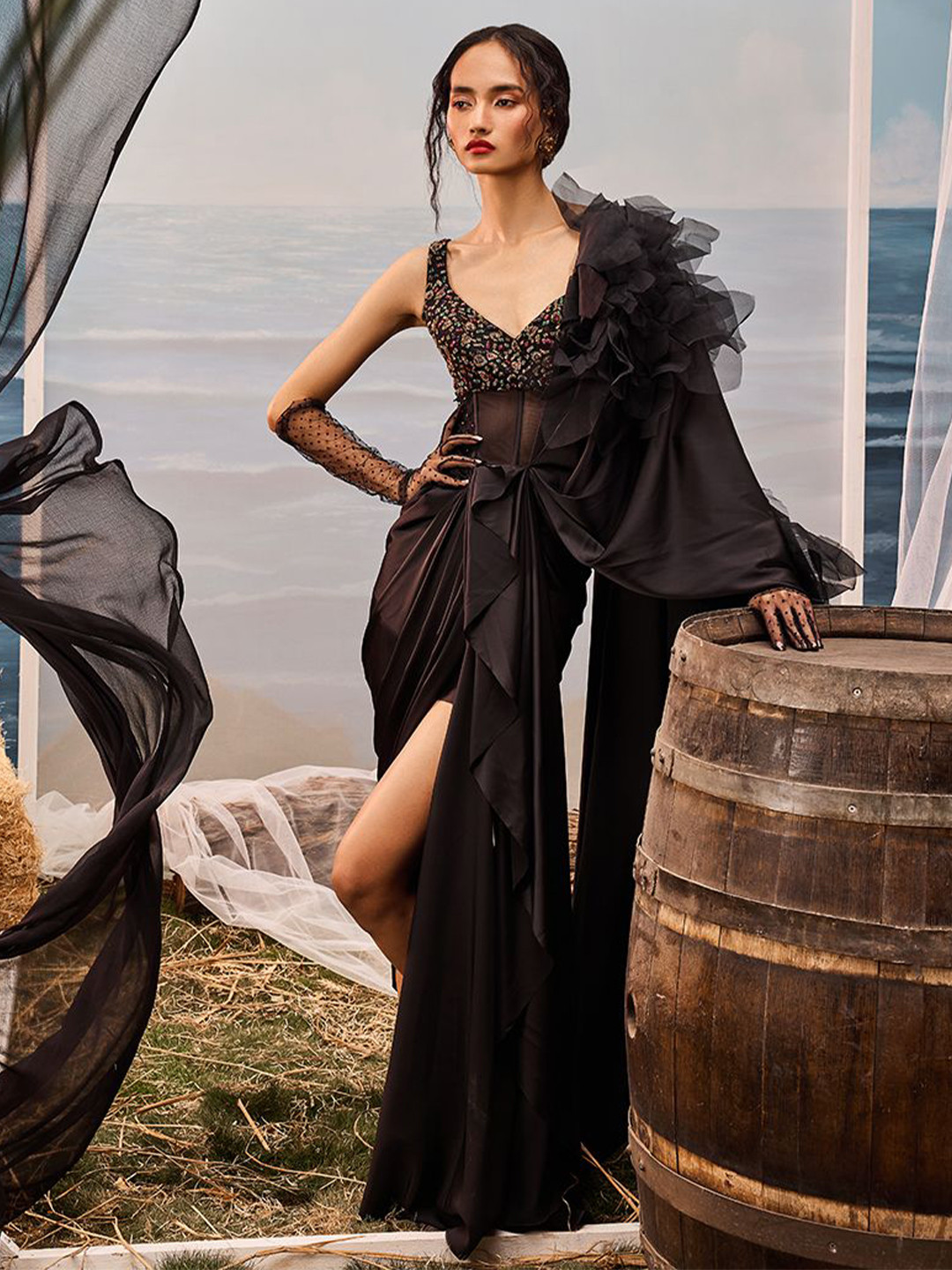 ESHA SETHI THIRANI Satin Ready to Wear Saree