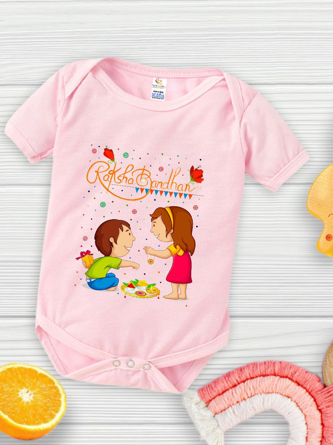 Babywish Infants Raksha Bandhan Printed Cotton Bodysuit