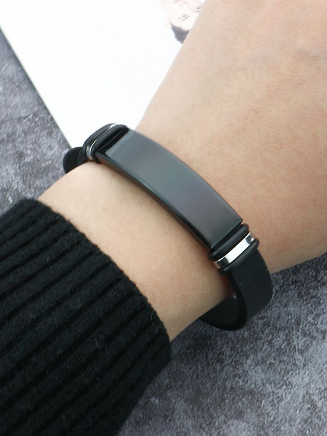 MYKI Men Smart Classic Leather Cuff Bracelet