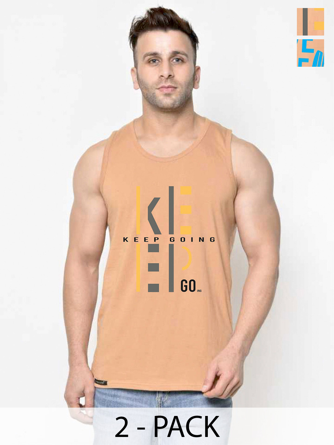 SLOWLORIS Pack Of 2 Printed Cotton Gym Vests