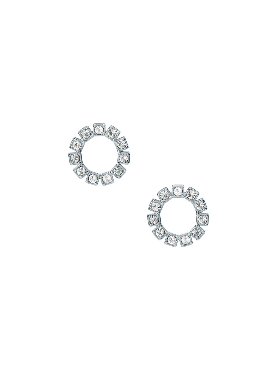 Ted Baker Haliana Halo Crystals Studded Silver-Plated Brass Circular Studs Earrings