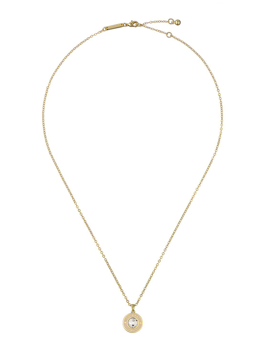 Ted Baker Gold-Plated Crystal Stone Studded Circular Pendant with Chain
