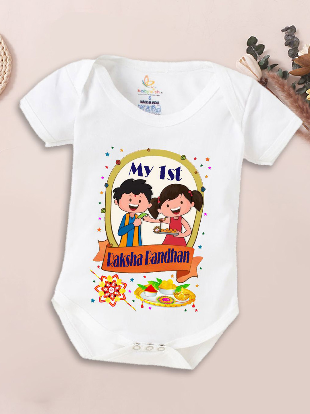 Babywish Infants My 1st Raksha Bandhan Printed Cotton Bodysuit