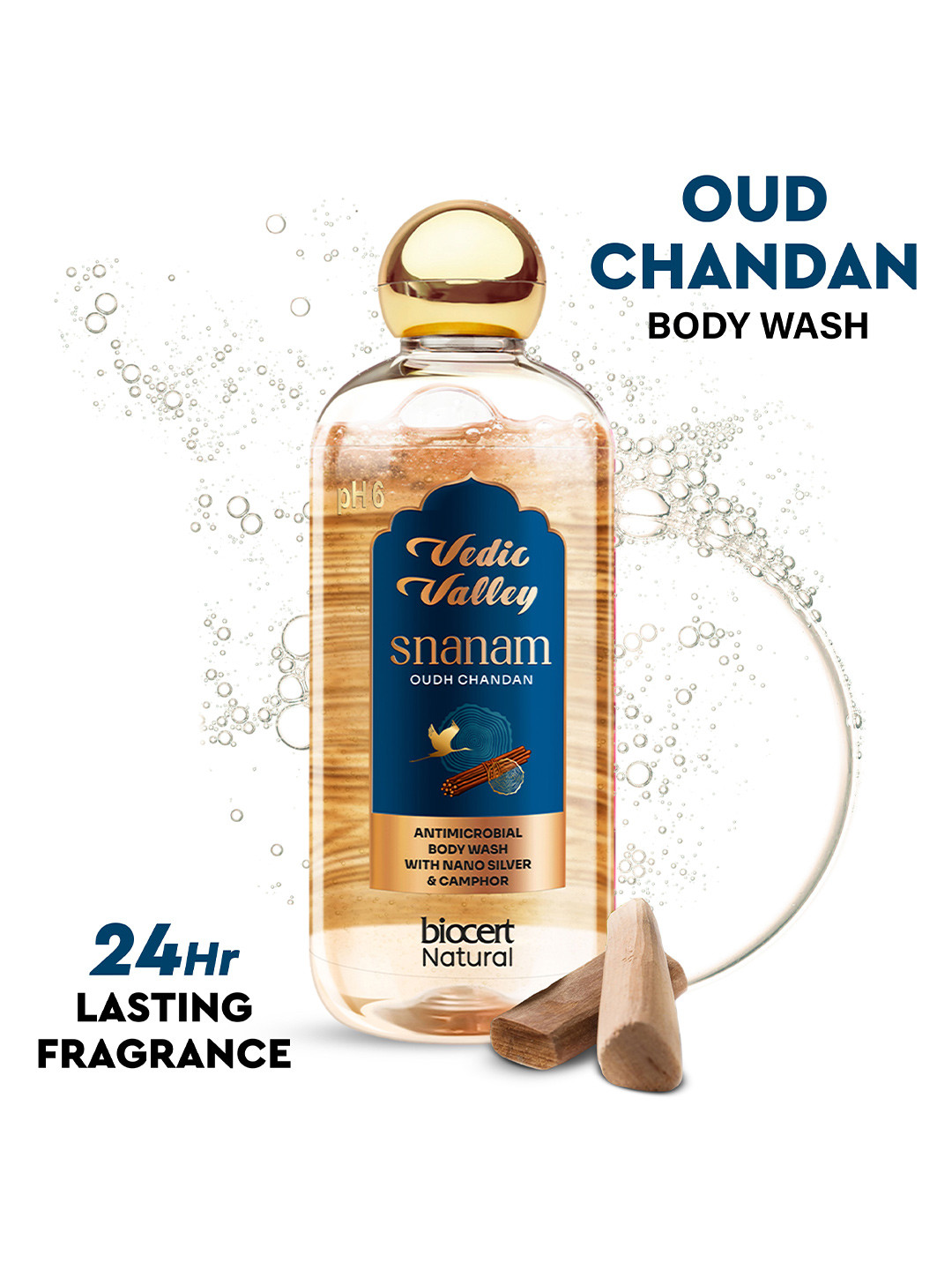 Vedic Valley Snanam Oud Chandan Antimicrobial Body Wash with Nano Silver & Camphor - 300ml
