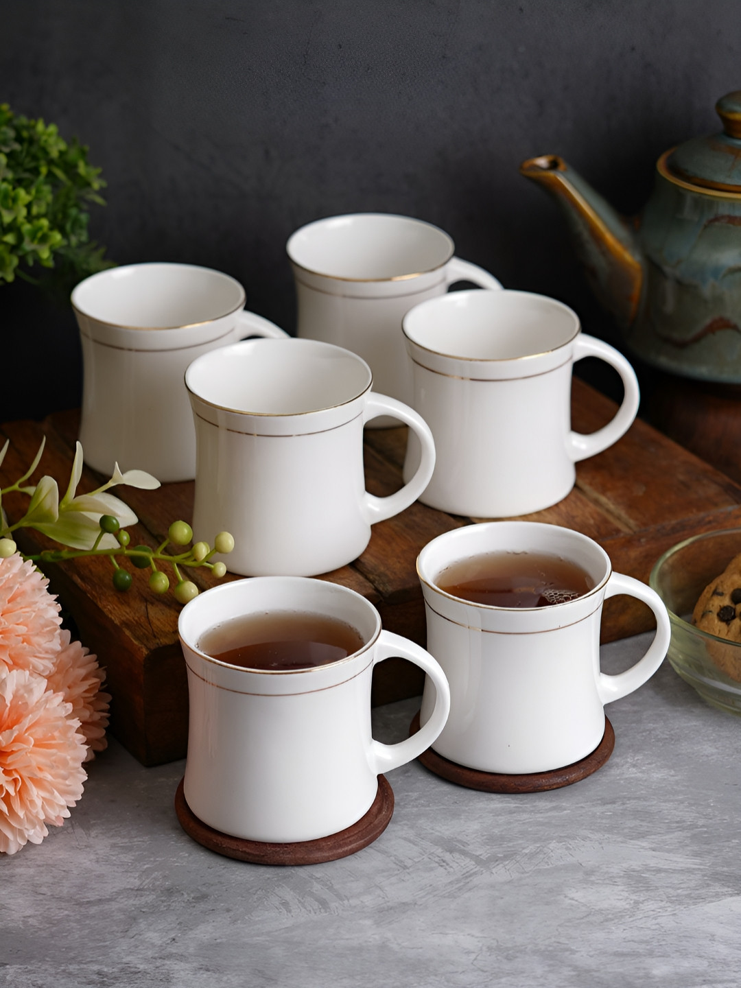 CDI White Bone China Handmade 6 Piece Mugs-170ml