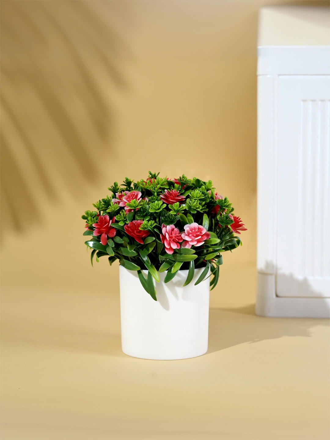 Kuber Industries Pink Grass Artificial Flower With Pot