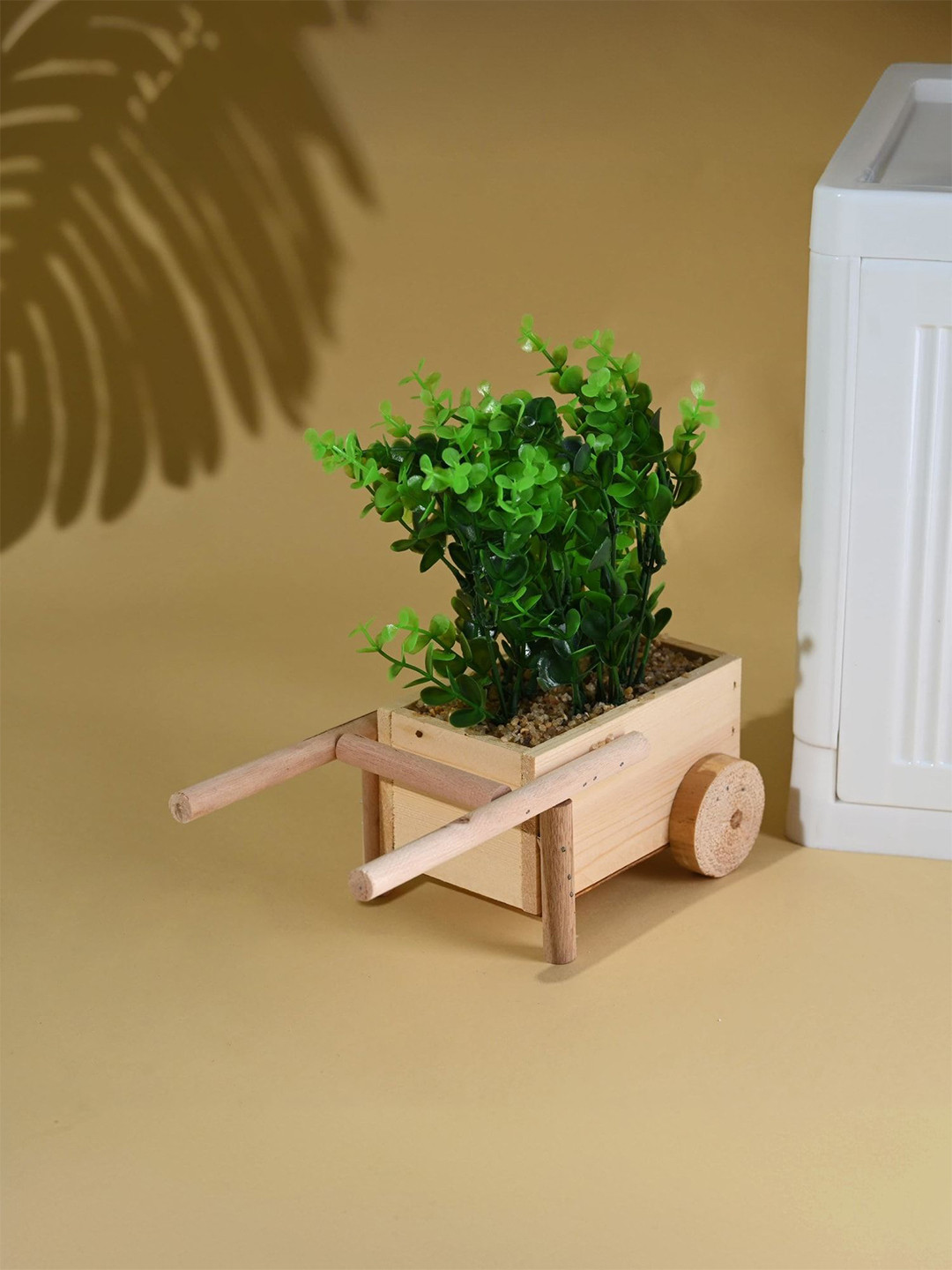 Kuber Industries Green Wooden Artificial Flower With Pot