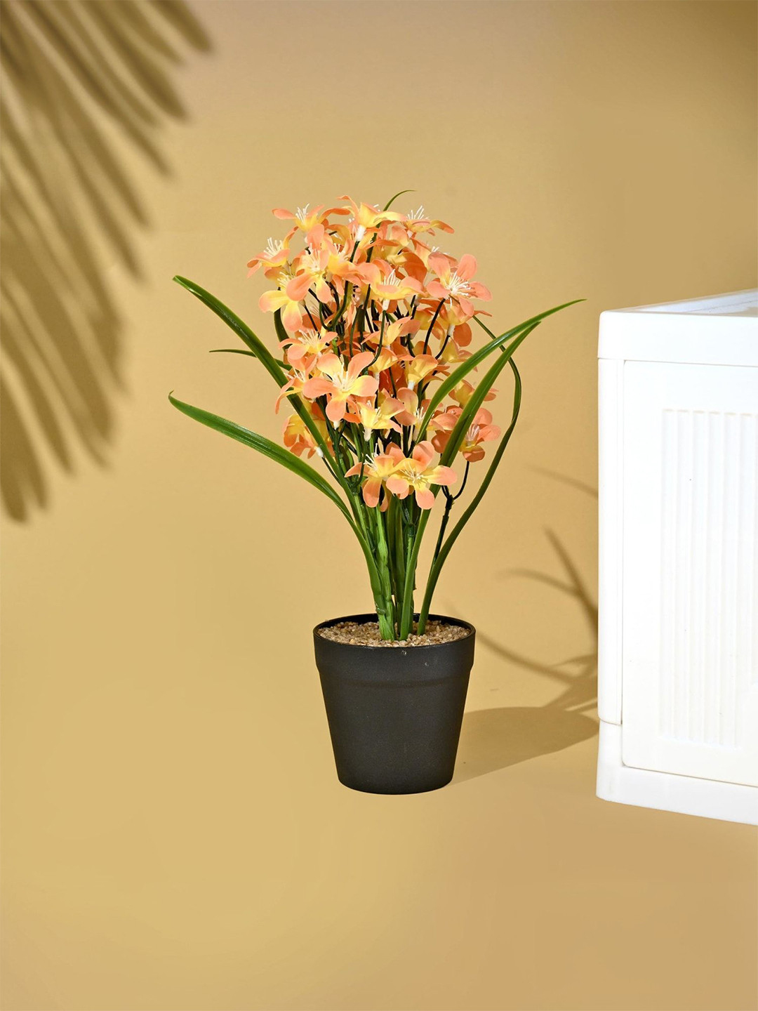 Kuber Industries Orange Jasmine Artificial Flower With Pot