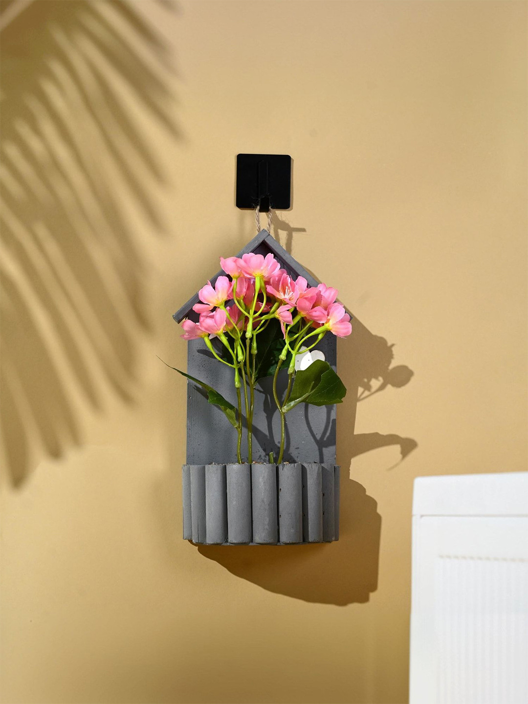 Kuber Industries Pink Hanging Hydrangea Artificial Flower With Pot