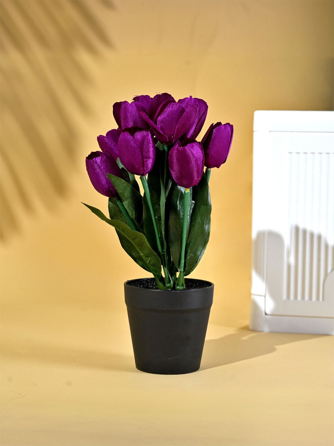 Kuber Industries Purple Tulip Artificial Flower With Pot
