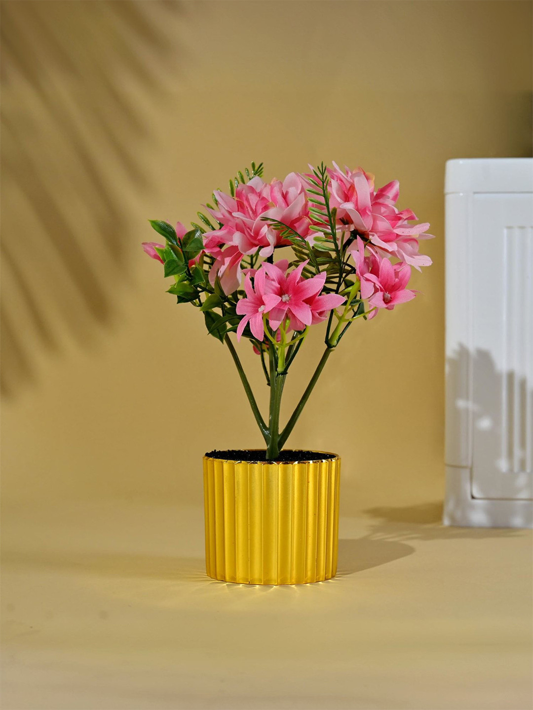 Kuber Industries Pink Dahlia Artificial Flower With Pot