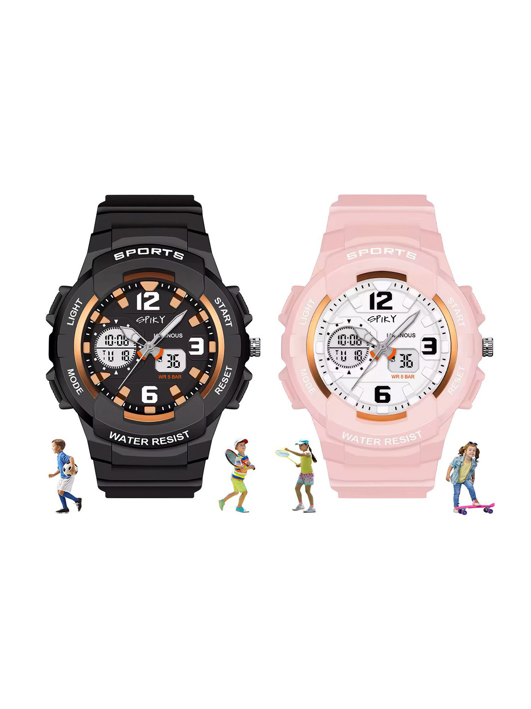 Spiky Unisex Kids Patterned Dial & Bracelet Style Straps Analogue Multi Function Automatic Watch
