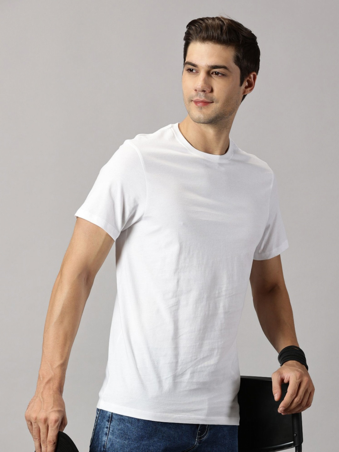 BLACK BUCK Men Essential Pure Pure Cotton Solid Crew Neck T-shirt