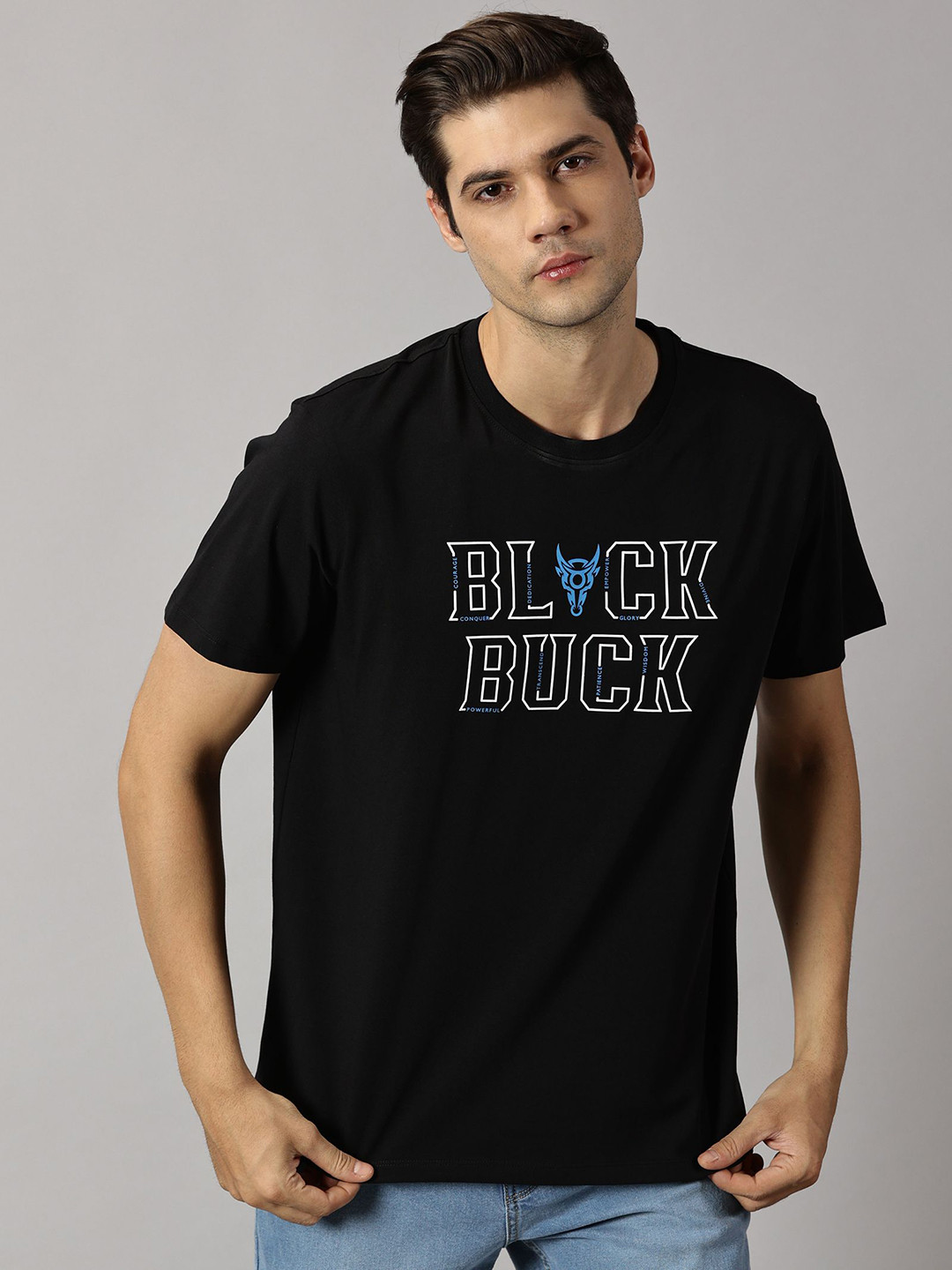 BLACK BUCK Men Printed Cotton Crew Neck T-shirt