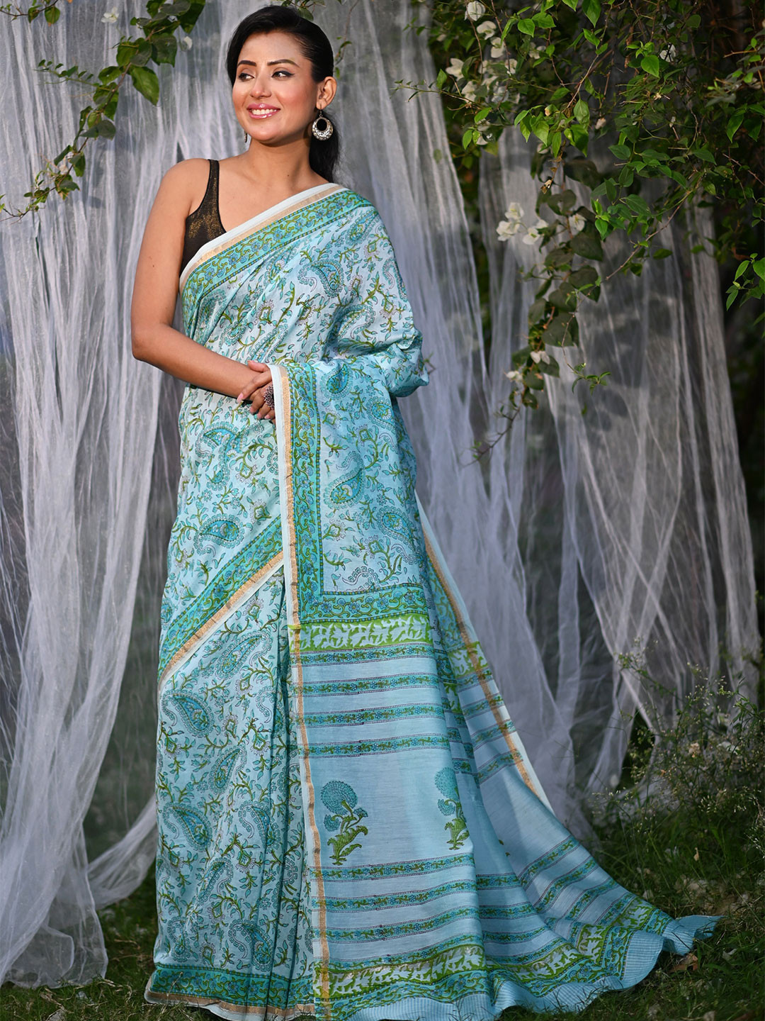 Unnati Silks Chanderi Silk Cotton Ethnic Motifs Zari Traditional Handloom Saree